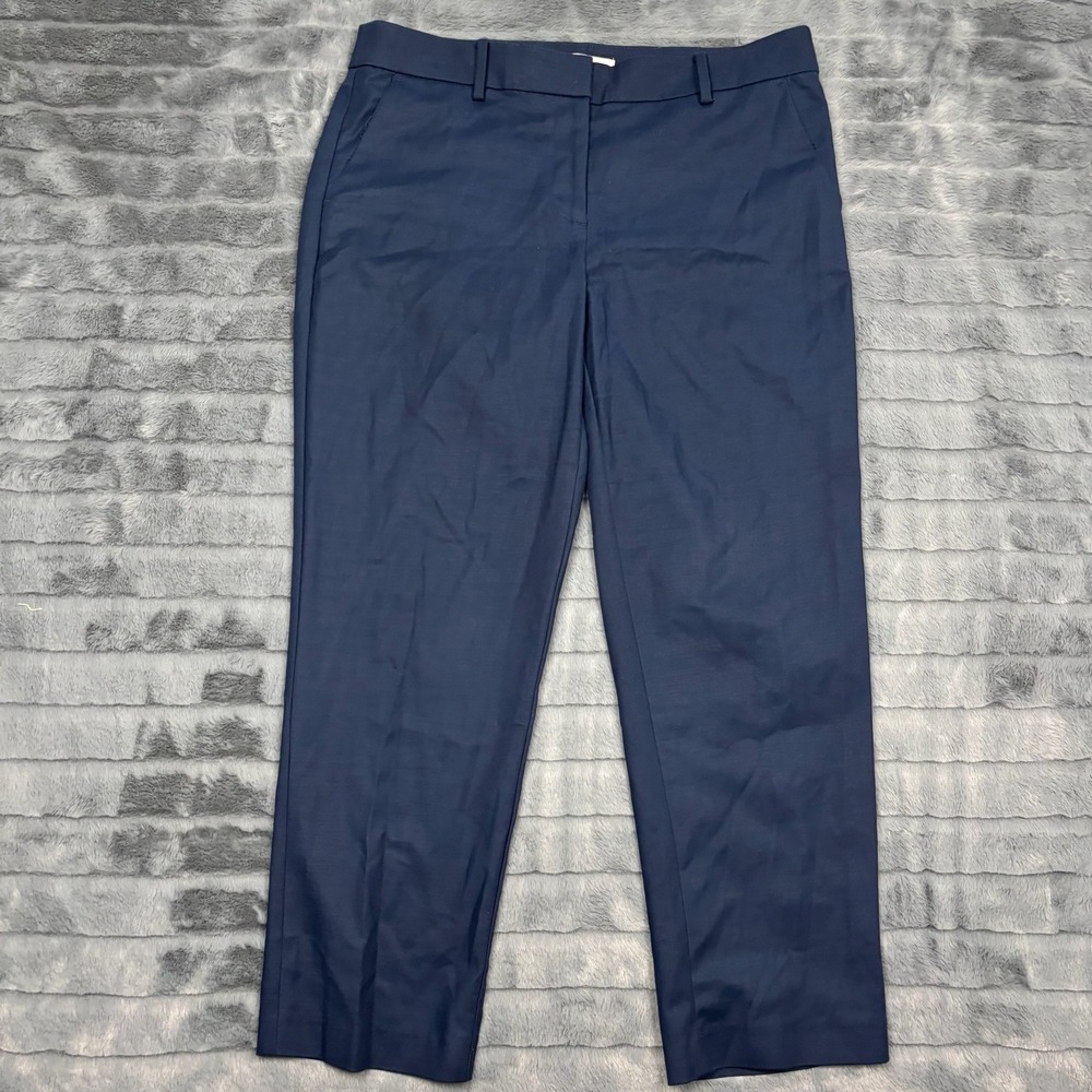 Loft Riviera Slim Pants Navy Blue Cotton Blend Trousers Womens Size 10 RN140923